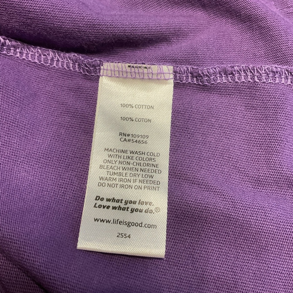 Life is good Women’s Crushed Tee Size Large Classic Crewneck 100% Cotton purple - Picture 6 of 9